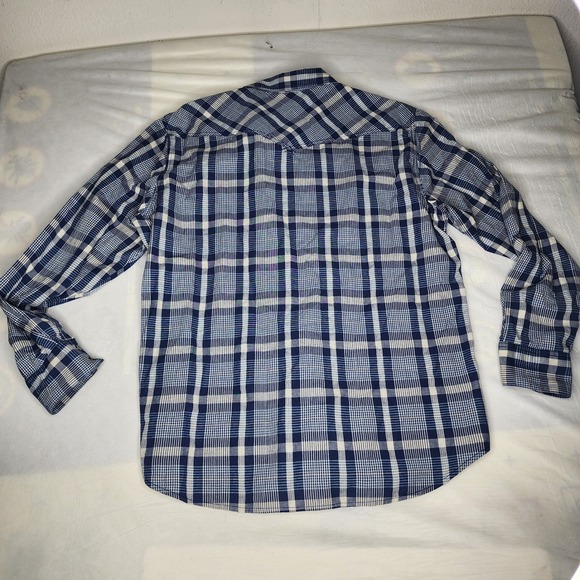 Lucky Brand Plaid Western Shirt Long Sleeve Button Up Classic Fit XL Pearl Snaps - Picture 2 of 4